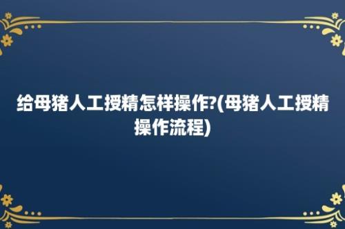 给母猪人工授精怎样操作?(母猪人工授精操作流程)