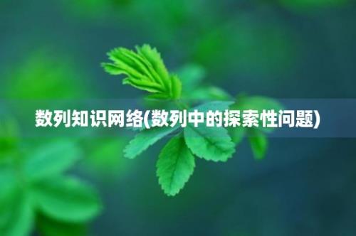 数列知识网络(数列中的探索性问题)