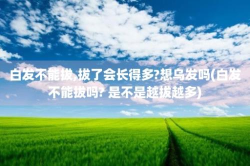 白发不能拔,拔了会长得多?想乌发吗(白发不能拔吗? 是不是越拔越多)