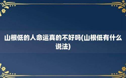 山根低的人命运真的不好吗(山根低有什么说法)