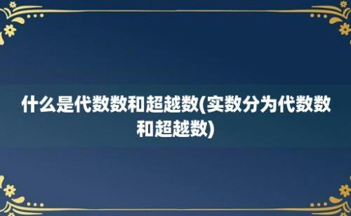 什么是代数数和超越数(实数分为代数数和超越数)