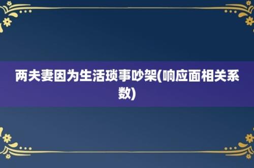 两夫妻因为生活琐事吵架(响应面相关系数)