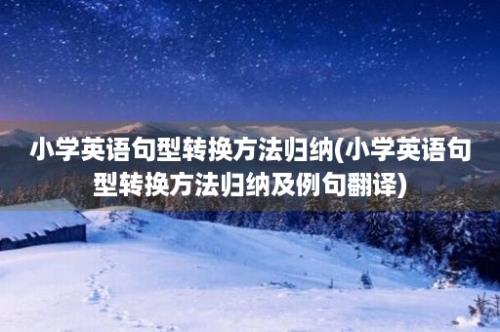 小学英语句型转换方法归纳(小学英语句型转换方法归纳及例句翻译)