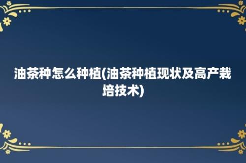 油茶种怎么种植(油茶种植现状及高产栽培技术)