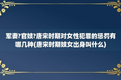 军妻?官妓?唐宋时期对女性犯罪的惩罚有哪几种(唐宋时期妓女出身叫什么)