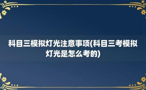 科目三模拟灯光注意事项(科目三考模拟灯光是怎么考的)