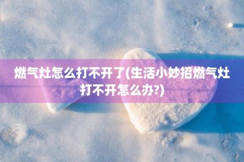 燃气灶怎么打不开了(生活小妙招燃气灶打不开怎么办?)