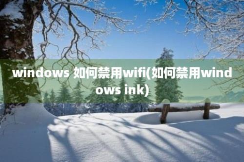 windows 如何禁用wifi(如何禁用windows ink)