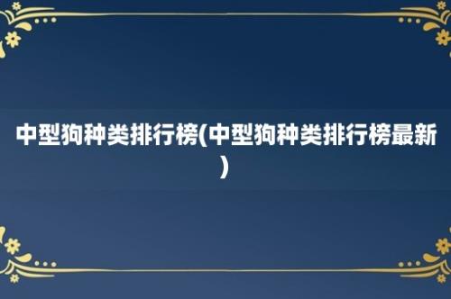 中型狗种类排行榜(中型狗种类排行榜最新)