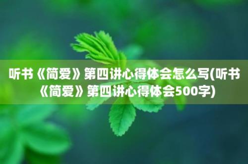 听书《简爱》第四讲心得体会怎么写(听书《简爱》第四讲心得体会500字)