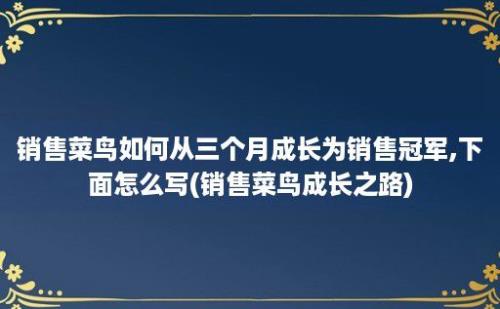 销售菜鸟如何从三个月成长为销售冠军,下面怎么写(销售菜鸟成长之路)