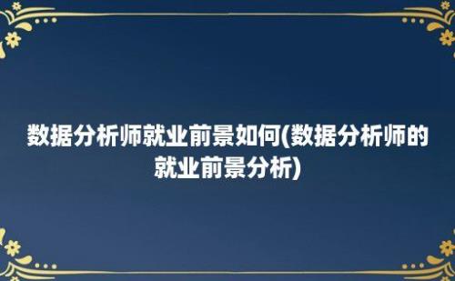 数据分析师就业前景如何(数据分析师的就业前景分析)