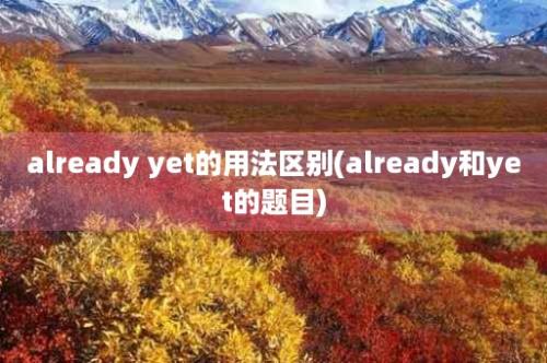 already yet的用法区别(already和yet的题目)