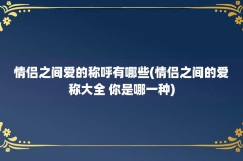 情侣之间爱的称呼有哪些(情侣之间的爱称大全 你是哪一种)