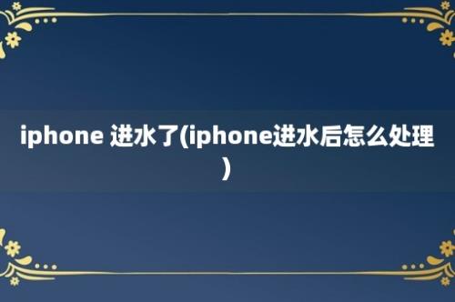 iphone 进水了(iphone进水后怎么处理)