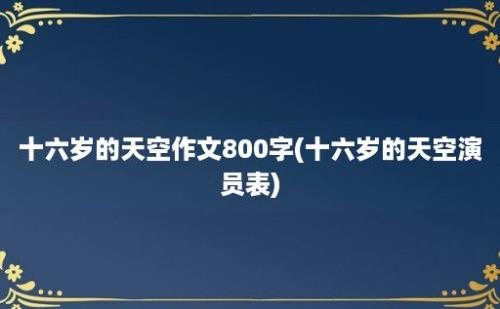 十六岁的天空作文800字(十六岁的天空演员表)