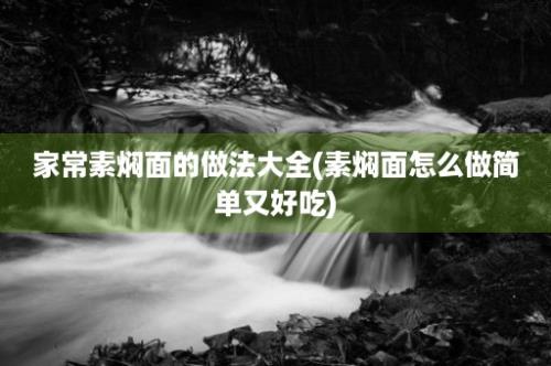 家常素焖面的做法大全(素焖面怎么做简单又好吃)