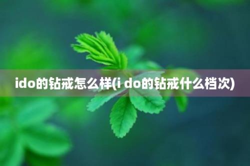 ido的钻戒怎么样(i do的钻戒什么档次)