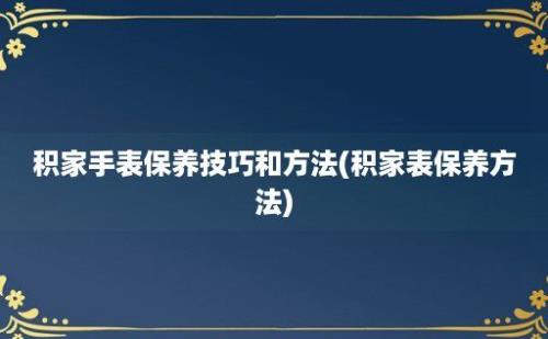 积家手表保养技巧和方法(积家表保养方法)