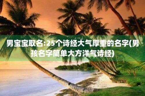 男宝宝取名:25个诗经大气厚重的名字(男孩名字简单大方洋气诗经)