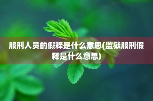 服刑人员的假释是什么意思(监狱服刑假释是什么意思)