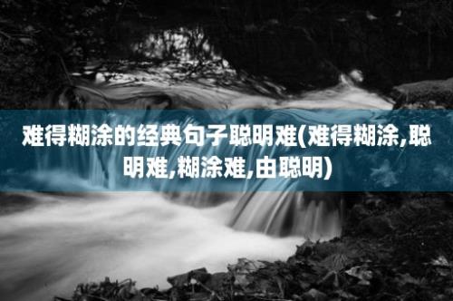 难得糊涂的经典句子聪明难(难得糊涂,聪明难,糊涂难,由聪明)