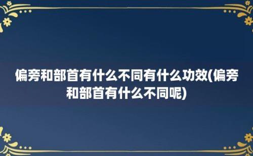 偏旁和部首有什么不同有什么功效(偏旁和部首有什么不同呢)