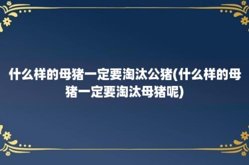 什么样的母猪一定要淘汰公猪(什么样的母猪一定要淘汰母猪呢)