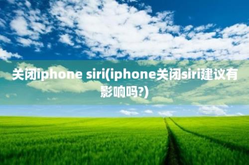 关闭iphone siri(iphone关闭siri建议有影响吗?)