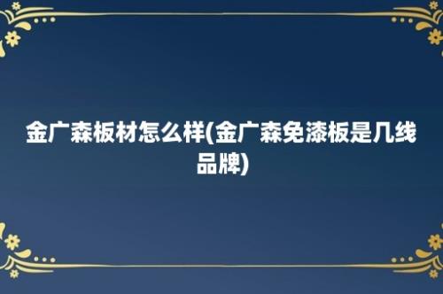 金广森板材怎么样(金广森免漆板是几线品牌)