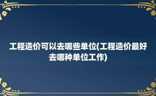 工程造价可以去哪些单位(工程造价最好去哪种单位工作)