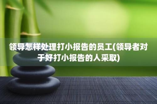 领导怎样处理打小报告的员工(领导者对于好打小报告的人采取)