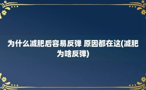 为什么减肥后容易反弹 原因都在这(减肥为啥反弹)