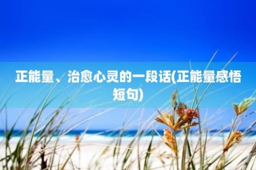 正能量、治愈心灵的一段话(正能量感悟短句)