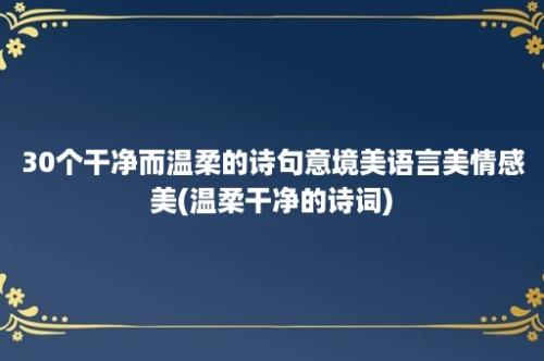 30个干净而温柔的诗句意境美语言美情感美(温柔干净的诗词)