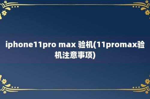 iphone11pro max 验机(11promax验机注意事项)