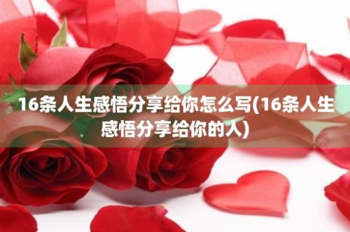 16条人生感悟分享给你怎么写(16条人生感悟分享给你的人)