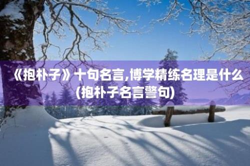 《抱朴子》十句名言,博学精练名理是什么(抱朴子名言警句)