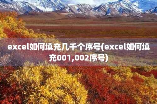 excel如何填充几千个序号(excel如何填充001,002序号)