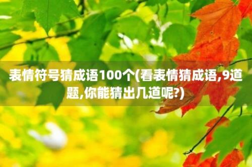 表情符号猜成语100个(看表情猜成语,9道题,你能猜出几道呢?)