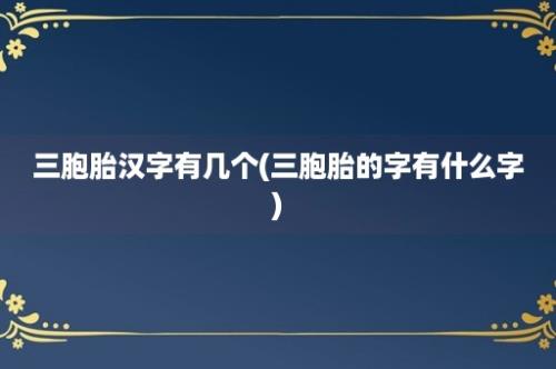 三胞胎汉字有几个(三胞胎的字有什么字)