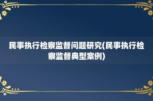 民事执行检察监督问题研究(民事执行检察监督典型案例)