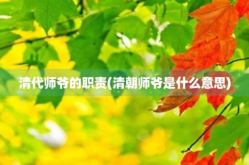 清代师爷的职责(清朝师爷是什么意思)