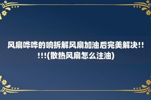 风扇哗哗的响拆解风扇加油后完美解决!!!!!(散热风扇怎么注油)