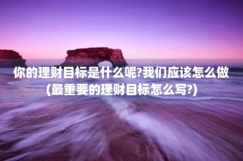 你的理财目标是什么呢?我们应该怎么做(最重要的理财目标怎么写?)