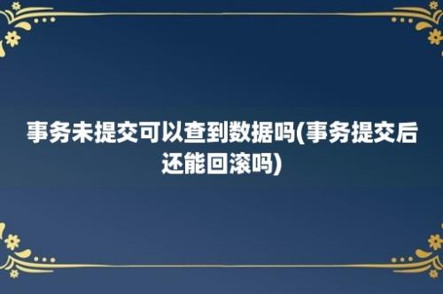 事务未提交可以查到数据吗(事务提交后还能回滚吗)