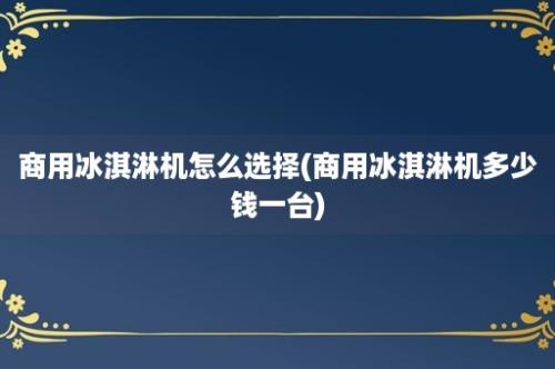 商用冰淇淋机怎么选择(商用冰淇淋机多少钱一台)