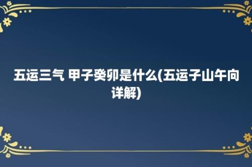 五运三气 甲子癸卯是什么(五运子山午向详解)