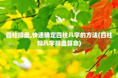 四柱排盘,快速确定四柱八字的方法(四柱排八字排盘算命)