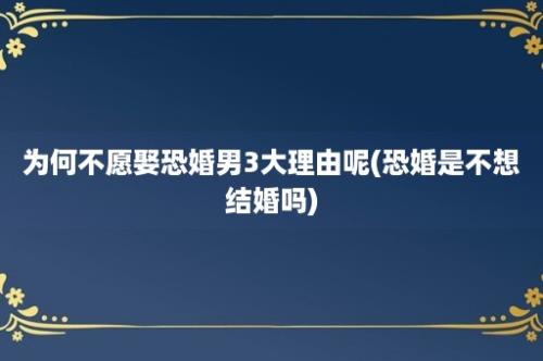 为何不愿娶恐婚男3大理由呢(恐婚是不想结婚吗)